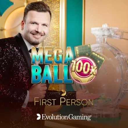 First Person Mega Ball logo by Evolution Alf Casino